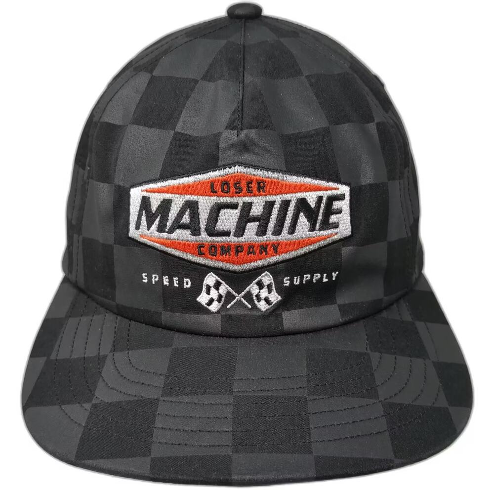 Loser Machine 5 Panel Black Hat One Size Checkerboard Speed Supply Snapback